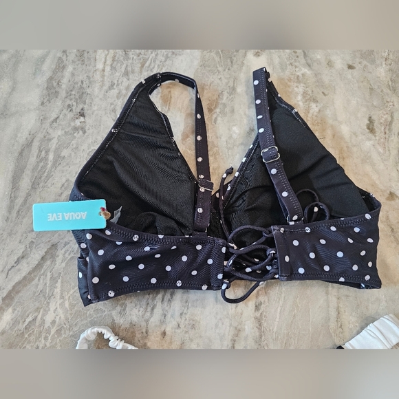 NEW! Aqua Eve Polka Dot Bikini Set - Black & White | Size Medium - Picture 4 of 10